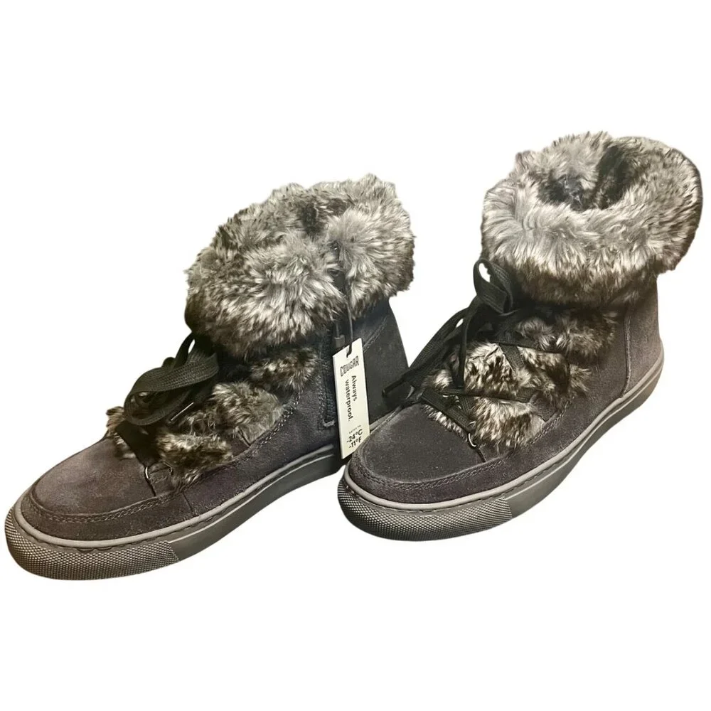Cougar Dasha Waterproof Faux Fur Suede Boots Pewter Gray Size 8 New with Box